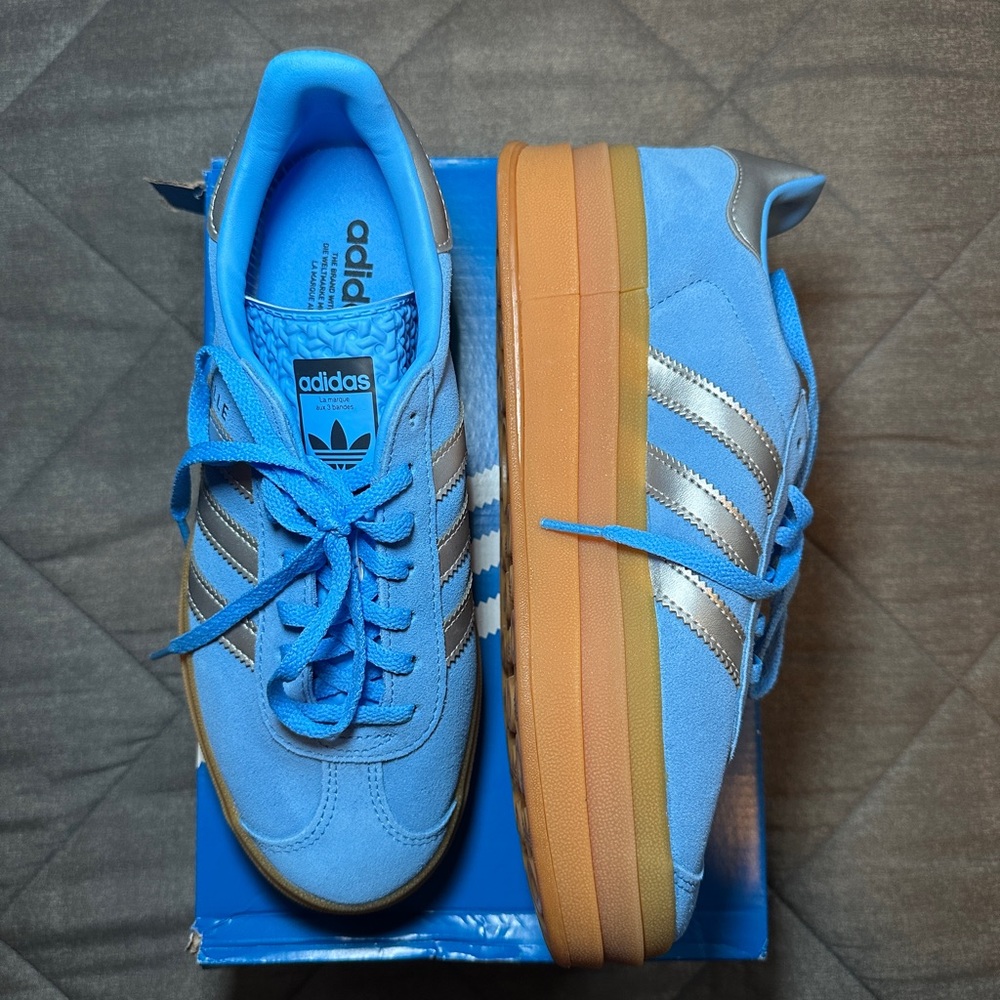 Adidas Gazelle Bold in Blue and Silver